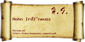 Hohn Iréneusz névjegykártya